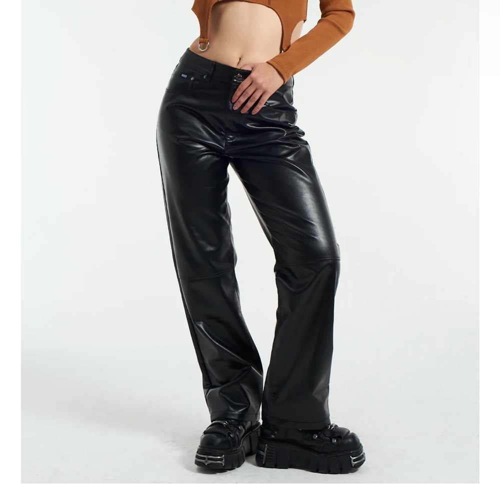 RAGGED PRIEST Faux Leather riding pants